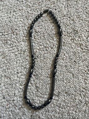 Handmade Black Hematite Beaded Necklace